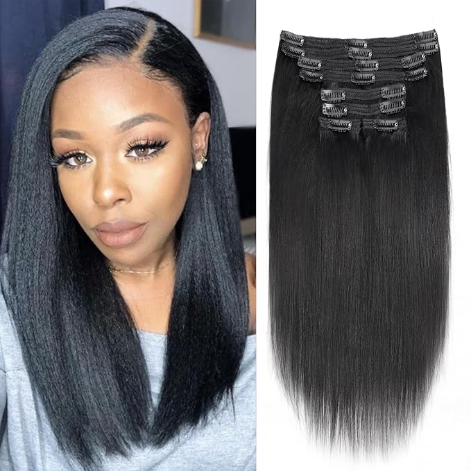 Clip-In Hair Extensions-Yaki-Clip ins-22in