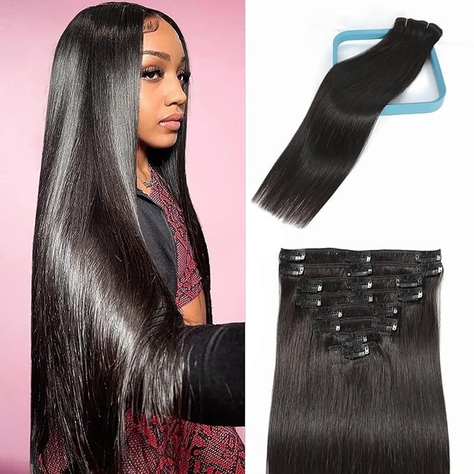 Clip-In Hair Extensions-Straight-Clip ins-22in