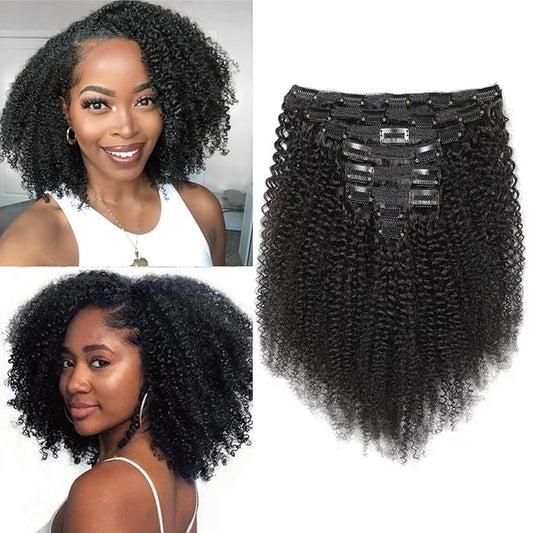 Clip-In Hair Extensions-Kinky Curly-Clip ins-22in