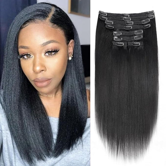 Clip-In Hair Extensions-Yaki-Clip ins-22in