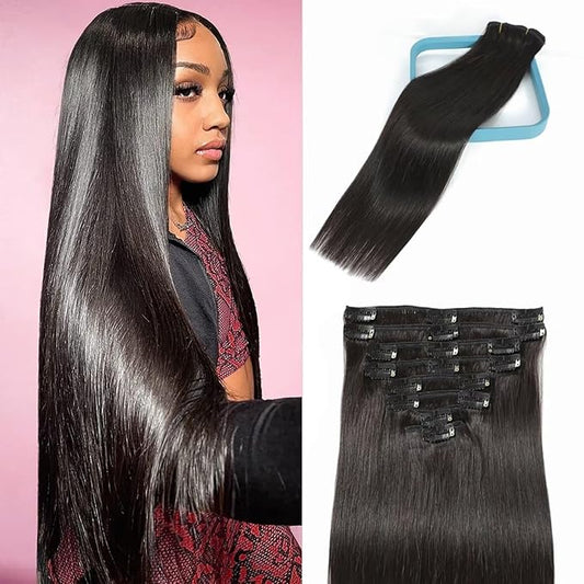 Clip-In Hair Extensions-Straight-Clip ins-22in